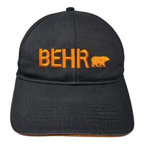 Behr Strapback Hat Black One Size Embroidered Spell Out Logo Adjustable